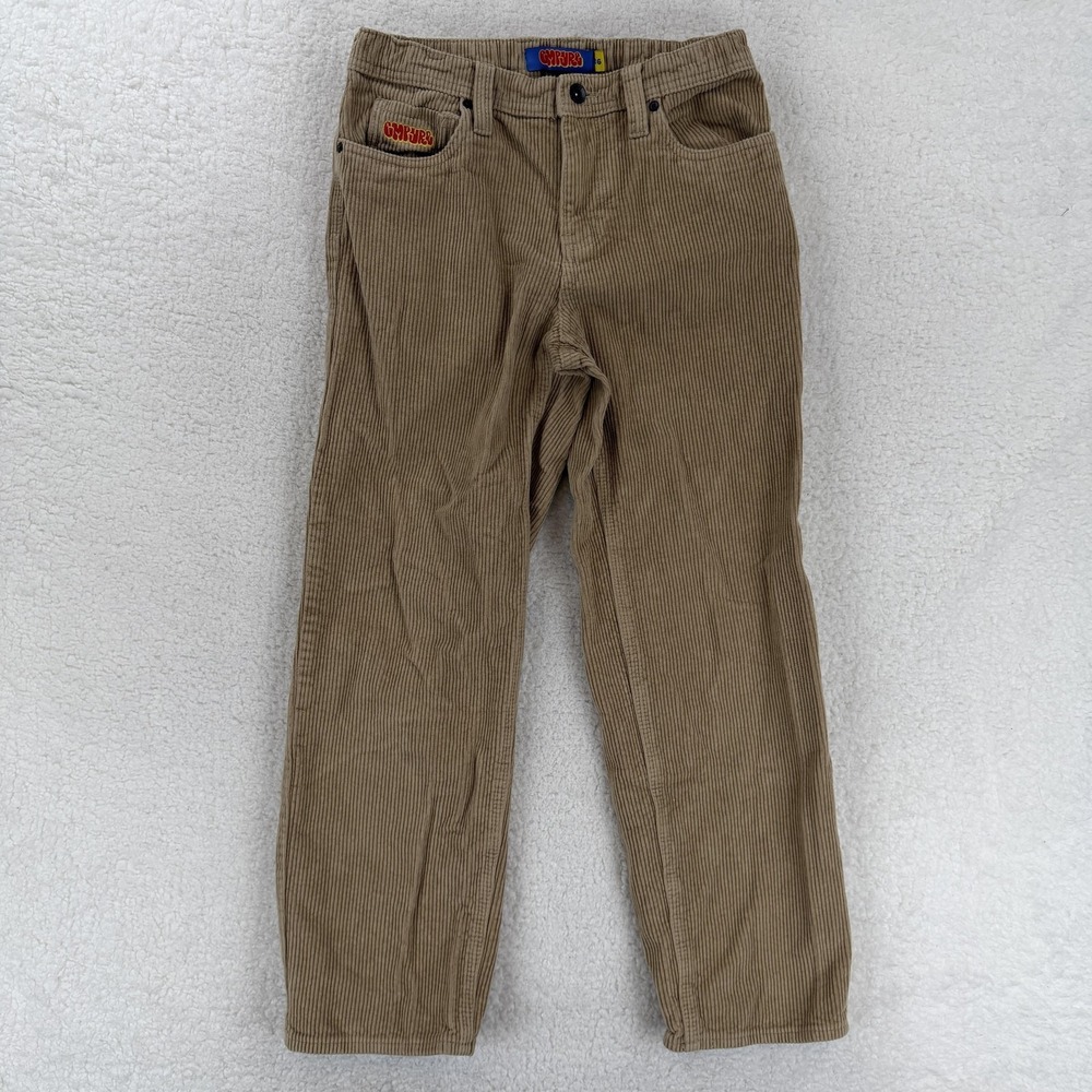 Empyre Corduroy Pants Womens 26 Beige Relax Fit Casual Y2K Baggy Hip Hop Grunge